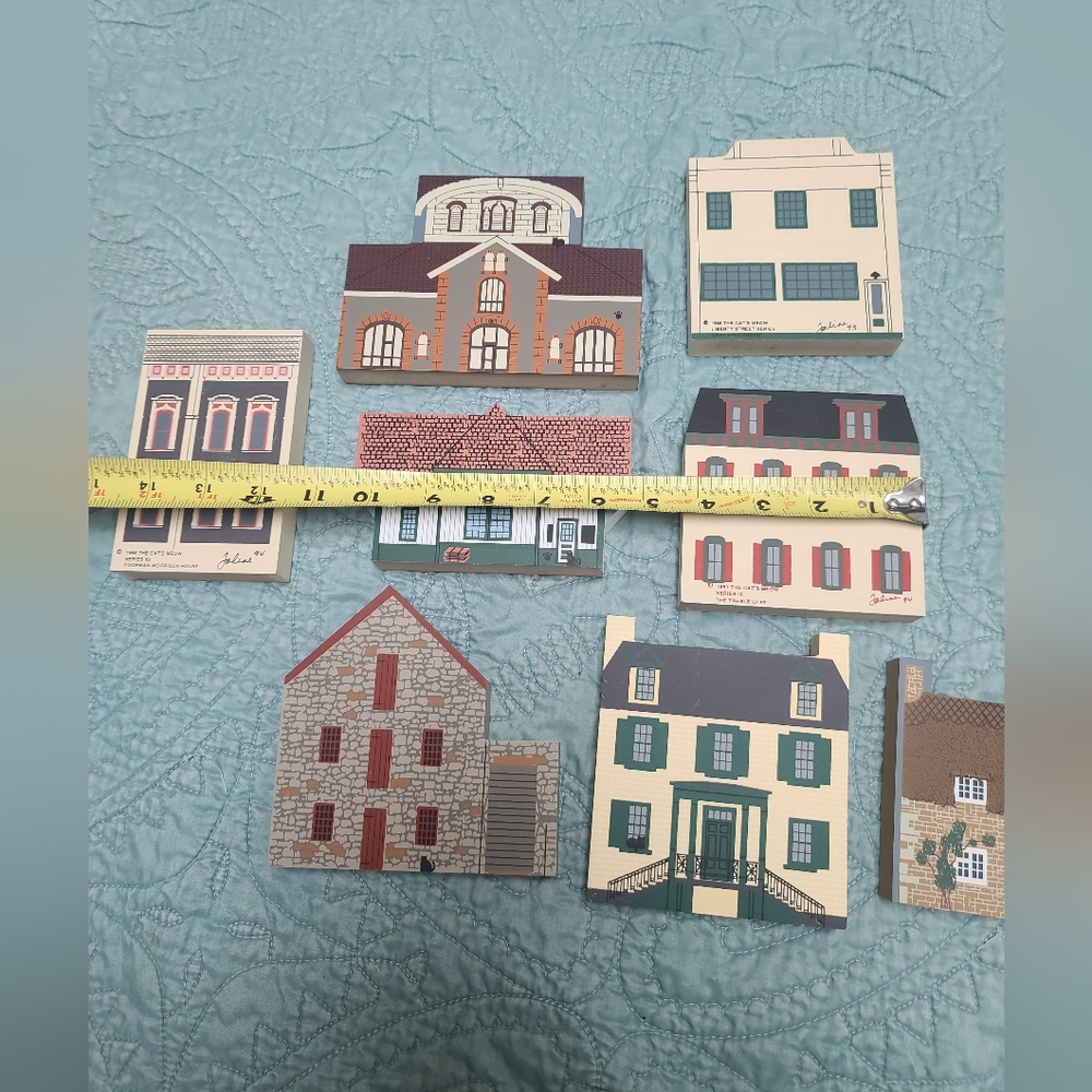 Cat's Meow Large Lot Of Charming Wooden Village Decor Set, Shelf Sitter, Country - Picture 9 of 10